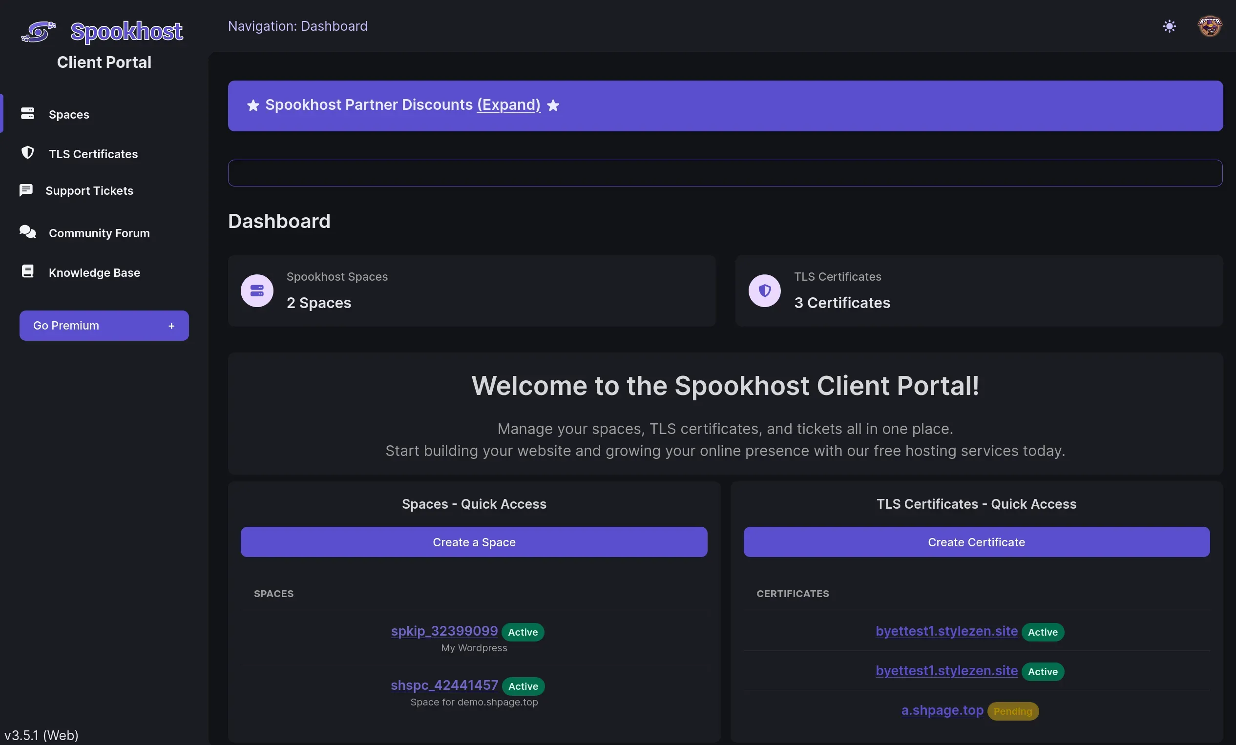 Client Portal Screenshot
